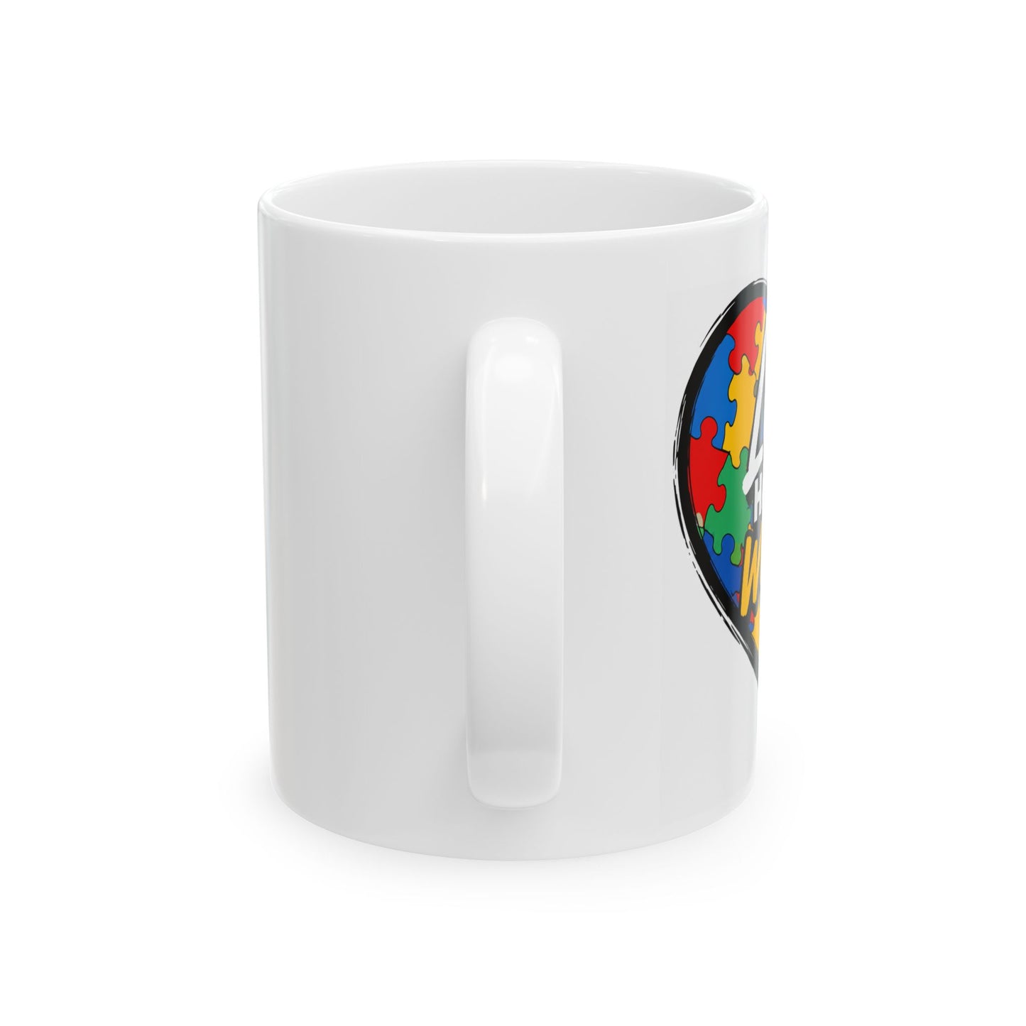 Love Has No Words Autism Puzzle Heart Ceramic Mug – 11oz