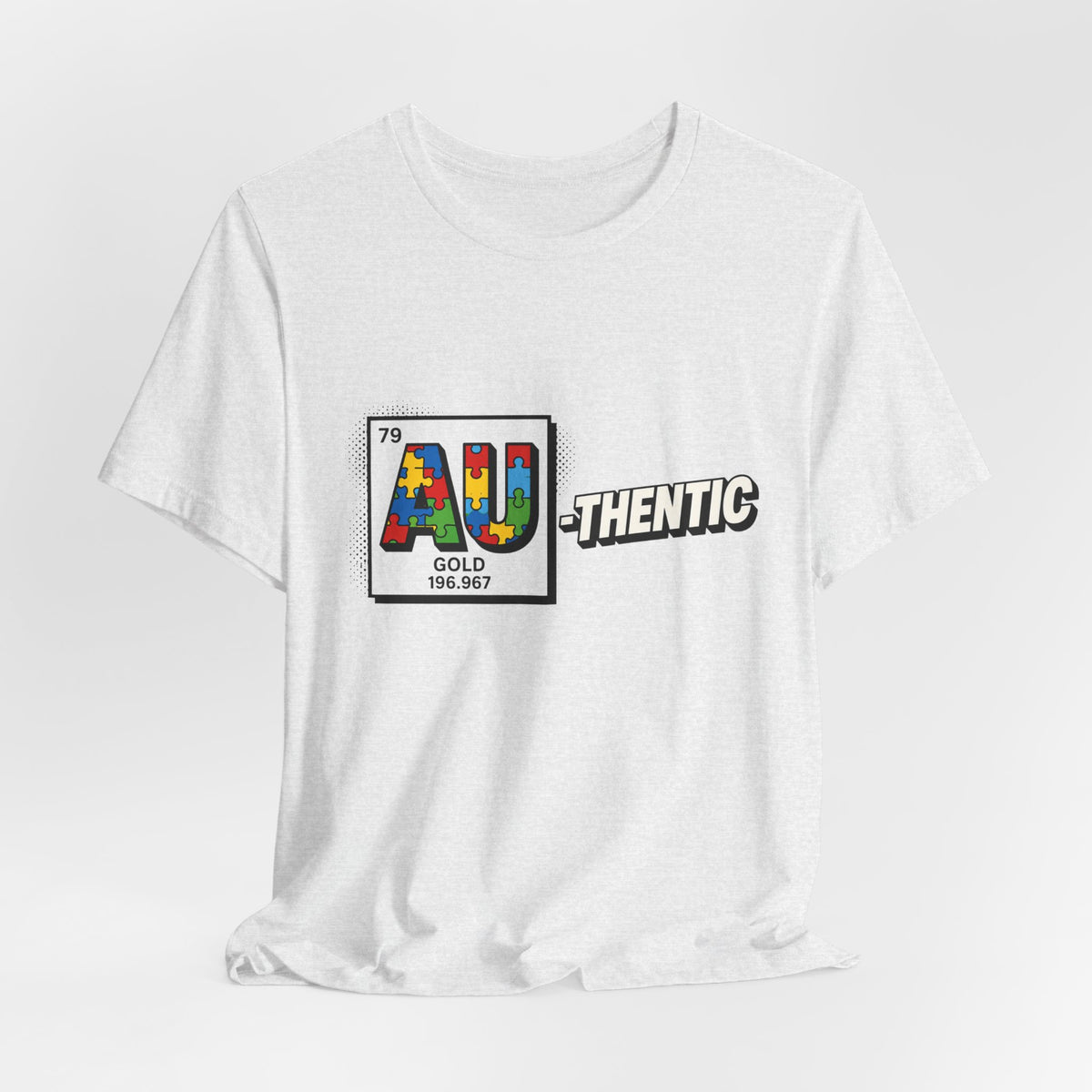 Autism Awareness 'AU-thentic' Graphic Tee – Puzzle Piece Element Design