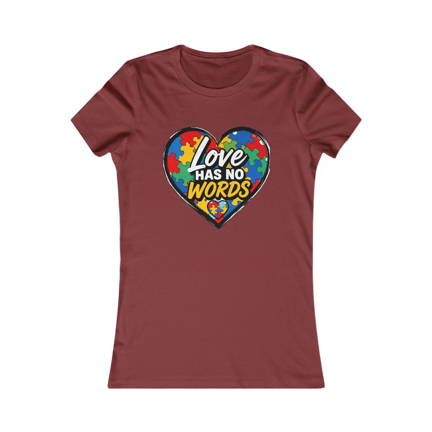 Women's Tee — "Love Has No Words" Puzzle Heart Autism Awareness Shirt