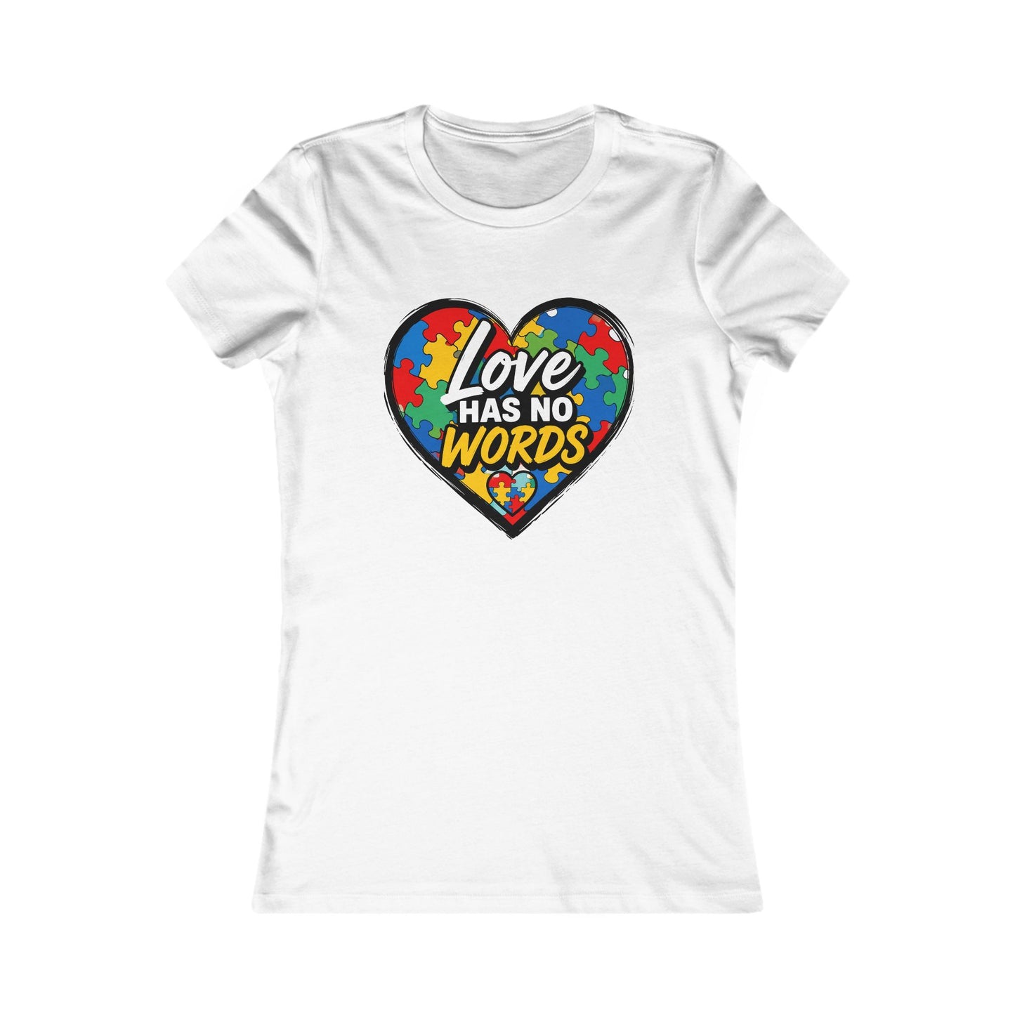 Women's Tee — "Love Has No Words" Puzzle Heart Autism Awareness Shirt