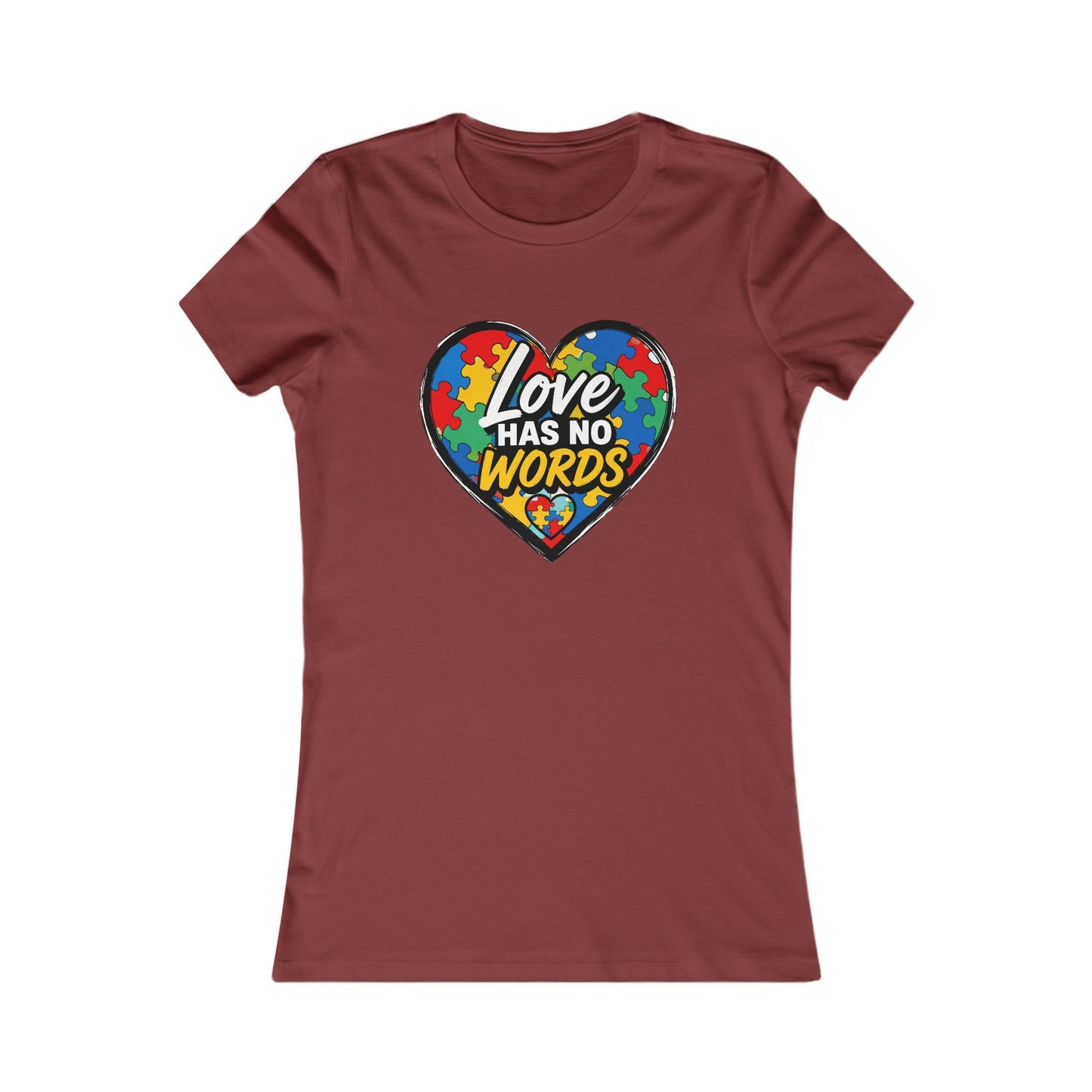 Love Has No Words Women's Tee — Autism Puzzle Heart Awareness Shirt