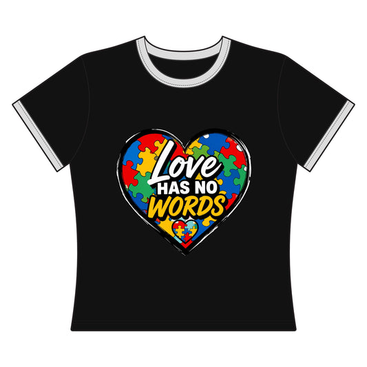 Love Has No Words Autism Puzzle Heart Women's Ringer Tee