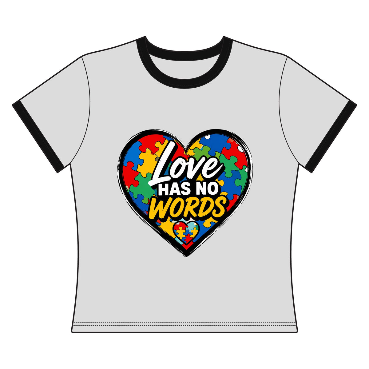 Love Has No Words Autism Puzzle Heart Women's Ringer Tee