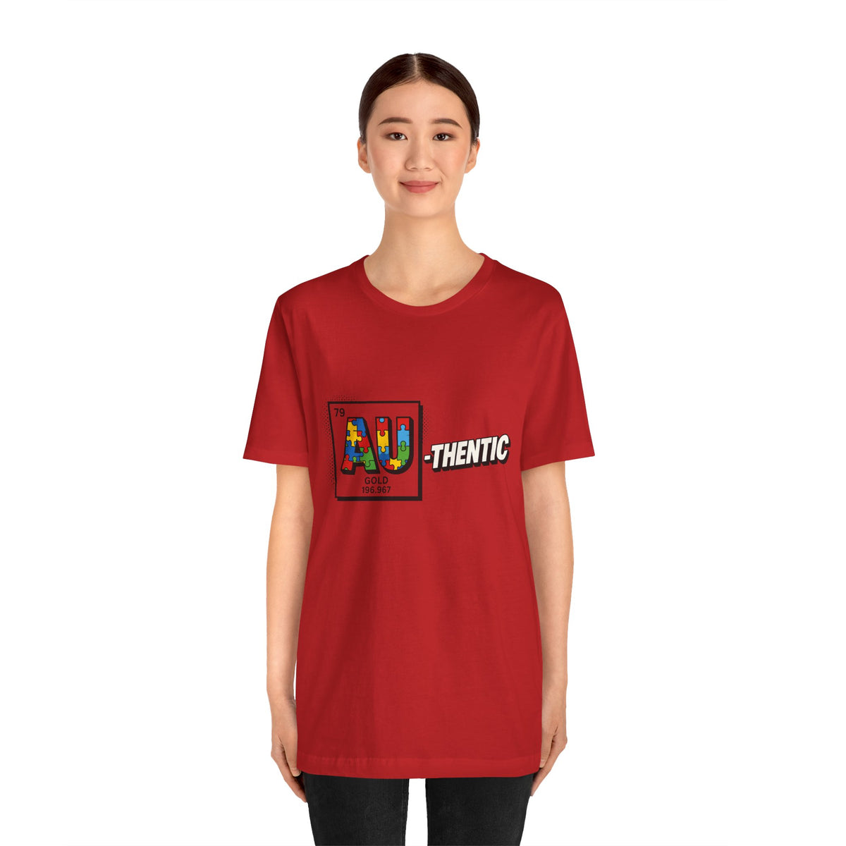 Autism Awareness 'AU-thentic' Graphic Tee – Puzzle Piece Element Design