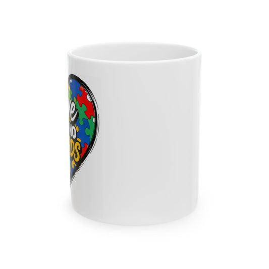 Love Has No Words Autism Puzzle Heart Ceramic Mug – 11oz