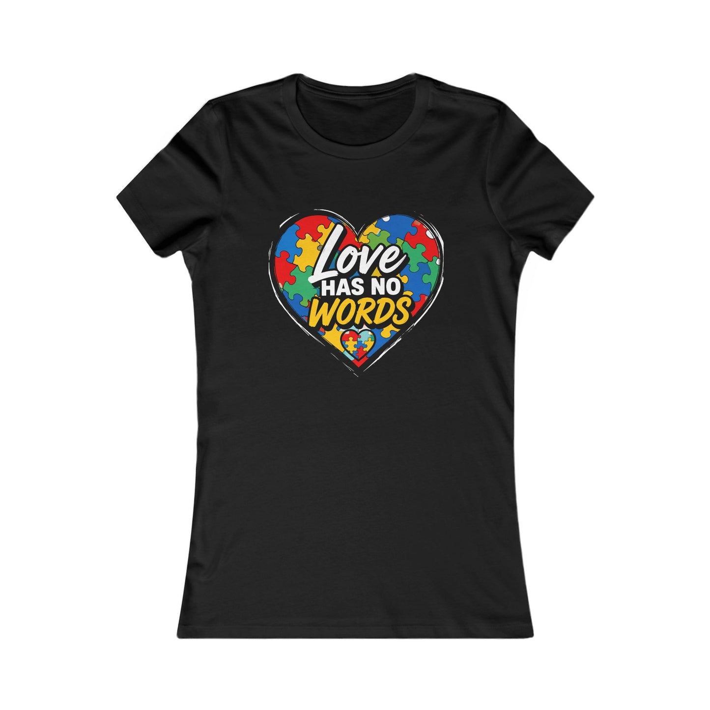 Women's Tee — "Love Has No Words" Puzzle Heart Autism Awareness Shirt